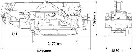 Габариты в транспортном положении мини-крана паука MAEDA MC305